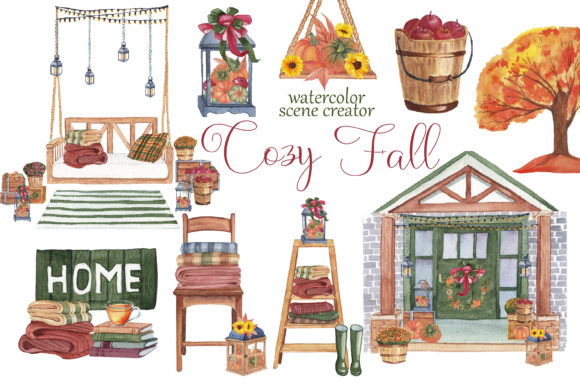 Download Cozy Fall. Watercolor Scene Creator - Creator Collection