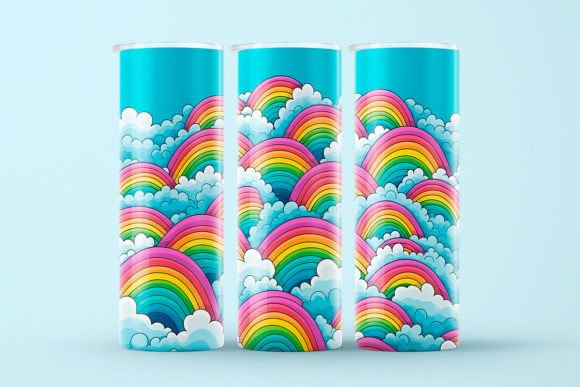 Download Cute Rainbow Design for Wrap Tumbler Png - Premium Resources