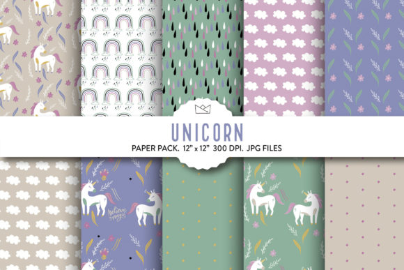 Download Unicorn Digital Paper, Rainbow Design - Rainbow design Collection