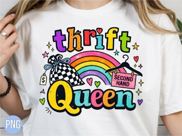 Download Retro Thrift Queen Rainbow Design PNG - Rainbow design Collection